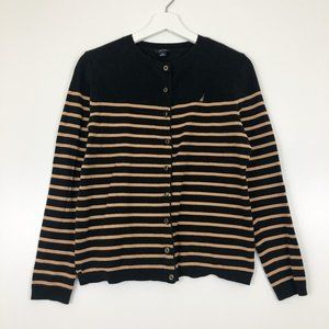 Nautica Stripes Buttoned Cardigan Sweater